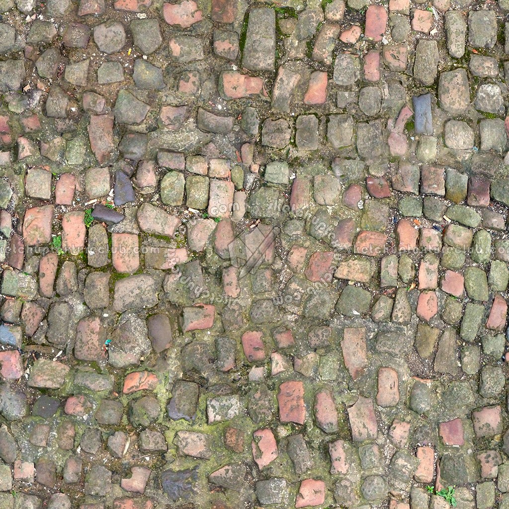 Textures   -   ARCHITECTURE   -   ROADS   -   Paving streets   -   Damaged cobble  - Damaged street paving cobblestone texture seamless 07464 (seamless)
