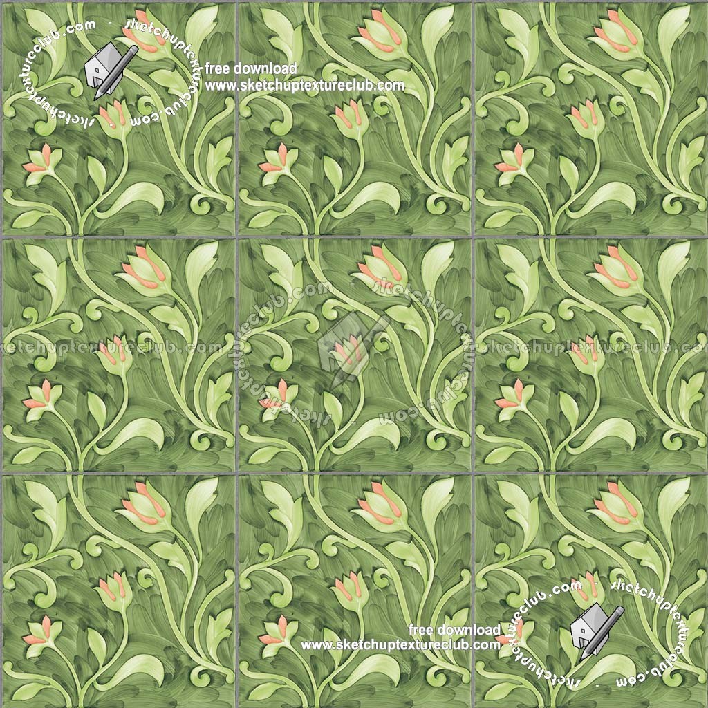 Textures   -   ARCHITECTURE   -   TILES INTERIOR   -   Ornate tiles   -   Floral tiles  - Ceramic floral tiles texture seamless 19184 (seamless)