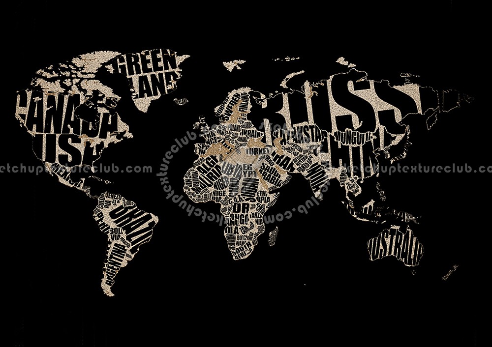 Textures - ARCHITECTURE - DECORATIVE PANELS - World maps - Chalkboard maps - Chalkboard interior decorative world map 03112