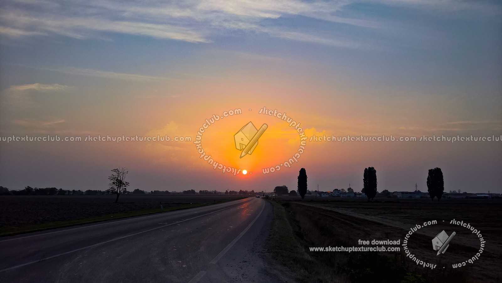 Textures - BACKGROUNDS & LANDSCAPES - SUNRISES & SUNSETS - Sunrise background with provincial road 17714