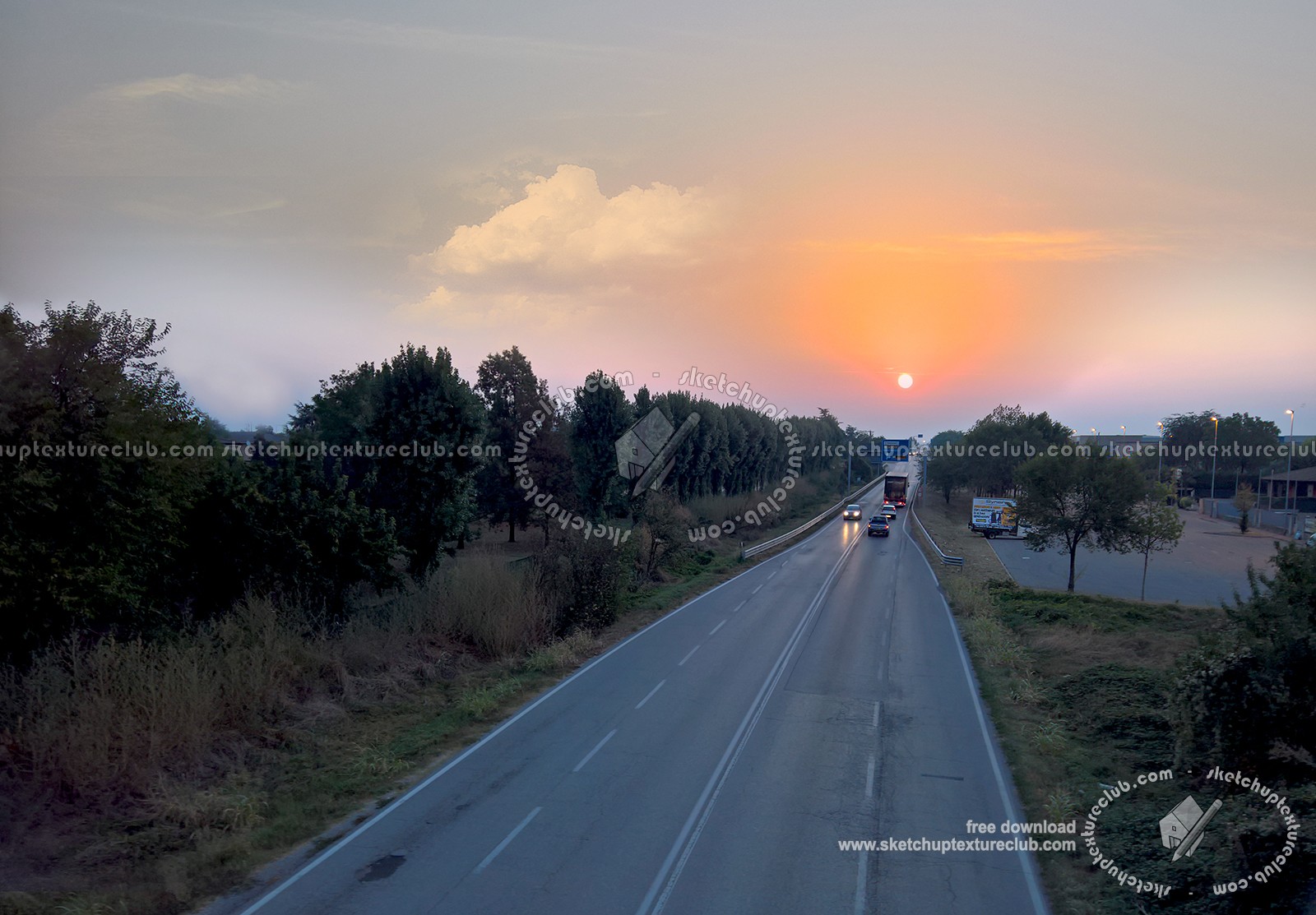Textures   -   BACKGROUNDS &amp; LANDSCAPES   -   SUNRISES &amp; SUNSETS  - Sunrise background with provincial road 17716