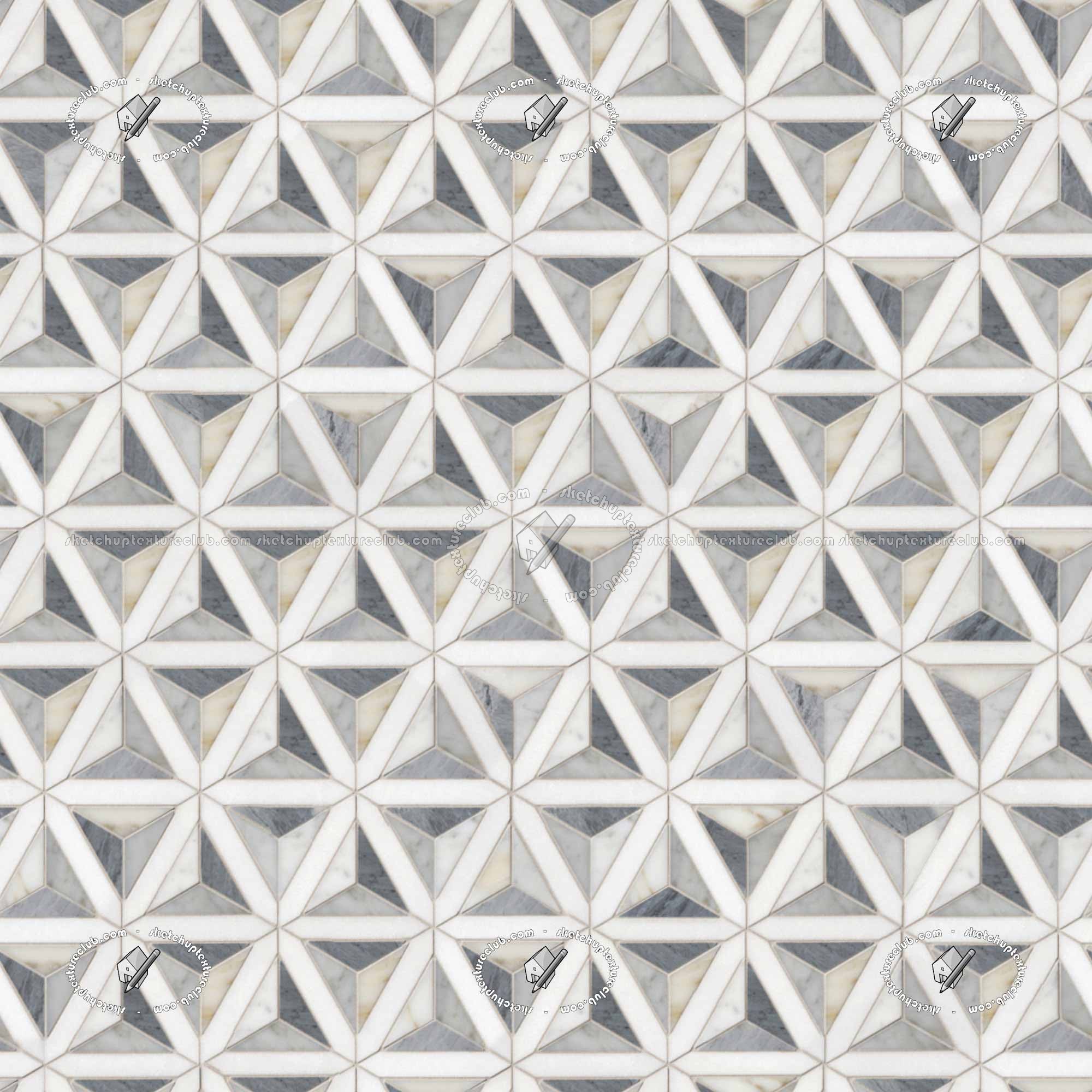 Geometric Pattern White Marble Floor, Geometric Pattern Floor Tiles