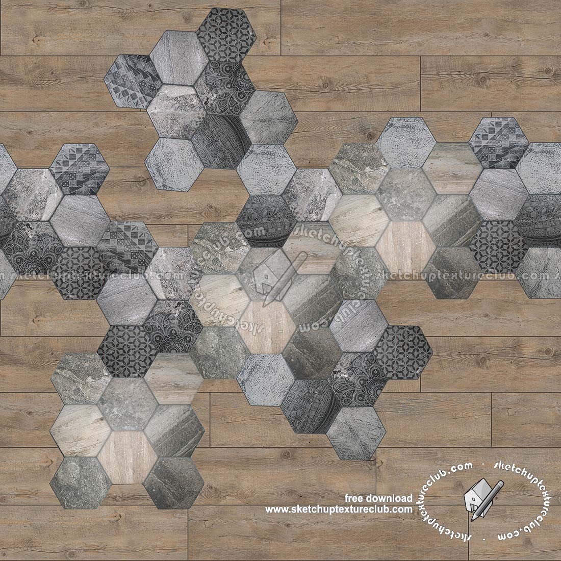 Textures   -   ARCHITECTURE   -   TILES INTERIOR   -   Hexagonal mixed  - Hexagonal tile texture seamless 18114 (seamless)