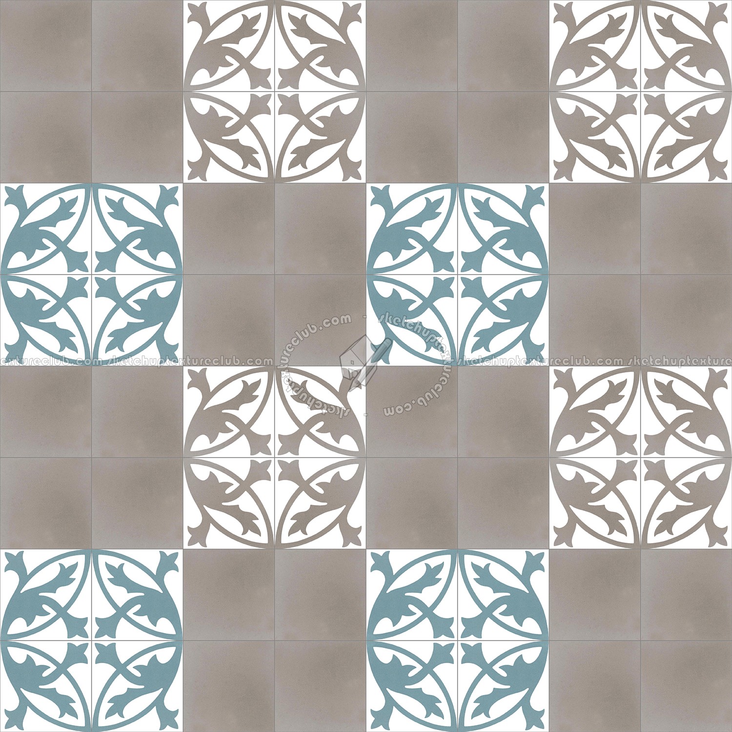 Textures - ARCHITECTURE - TILES INTERIOR - Cement - Encaustic - Encaustic - Traditional encaustic cement ornate tile texture seamless 13461 (seamless)