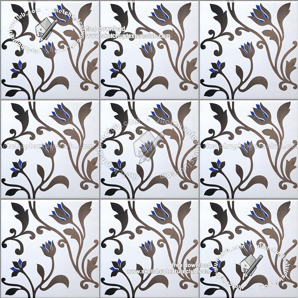 Textures - ARCHITECTURE - TILES INTERIOR - Ornate tiles - Floral tiles - Ceramic platinum floral tiles texture seamless 19189 (seamless)
