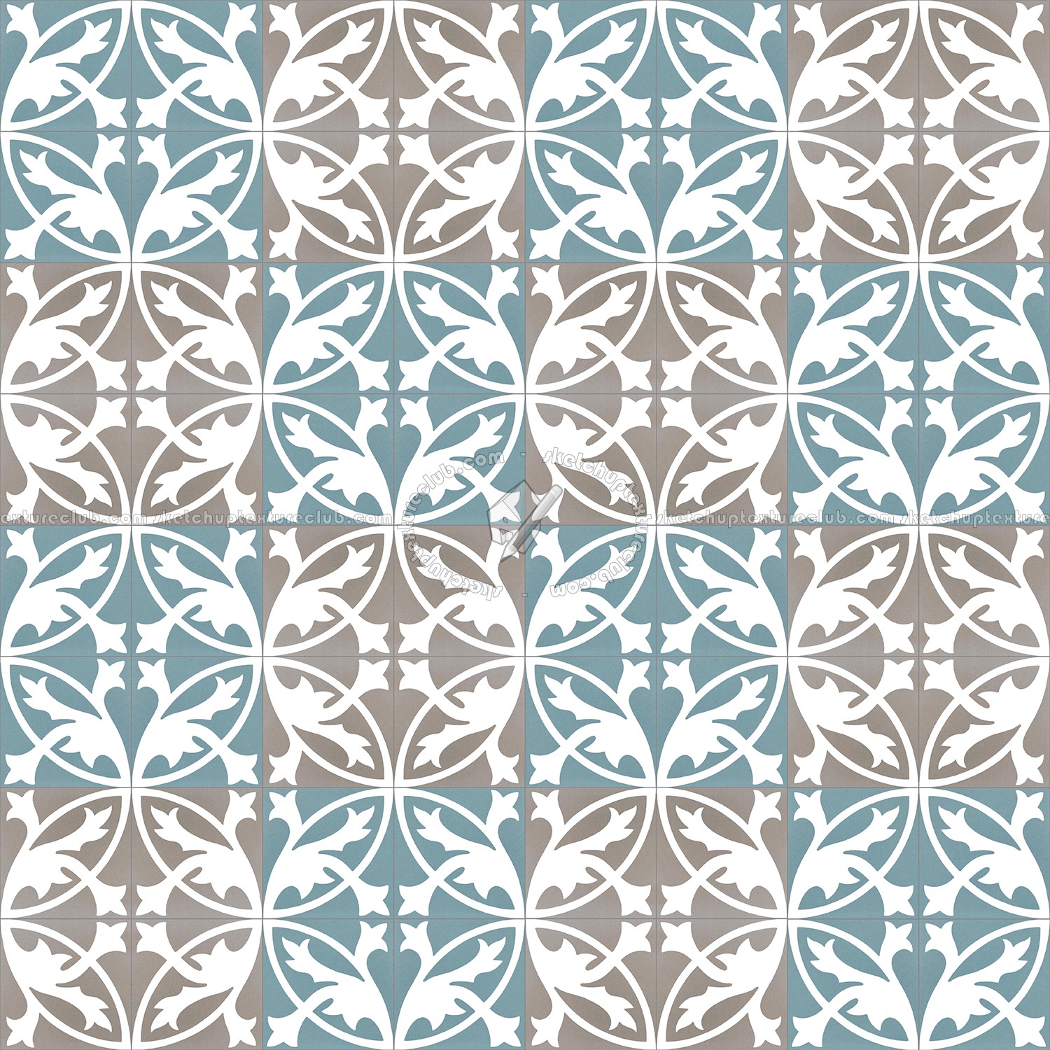 Textures - ARCHITECTURE - TILES INTERIOR - Cement - Encaustic - Encaustic - Traditional encaustic cement ornate tile texture seamless 13462 (seamless)