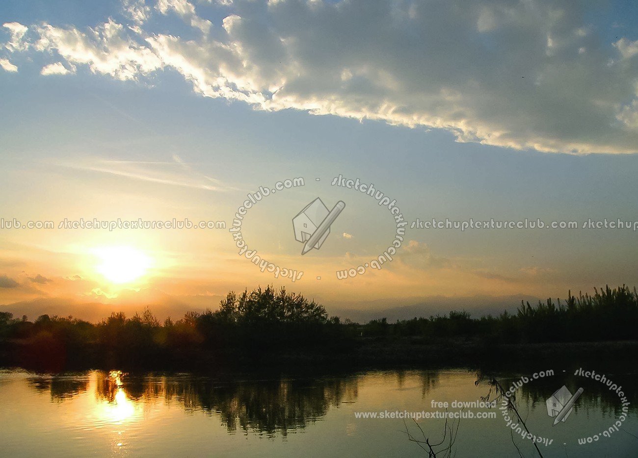 Textures   -   BACKGROUNDS &amp; LANDSCAPES   -   SUNRISES &amp; SUNSETS  - Sunset on river background 17720