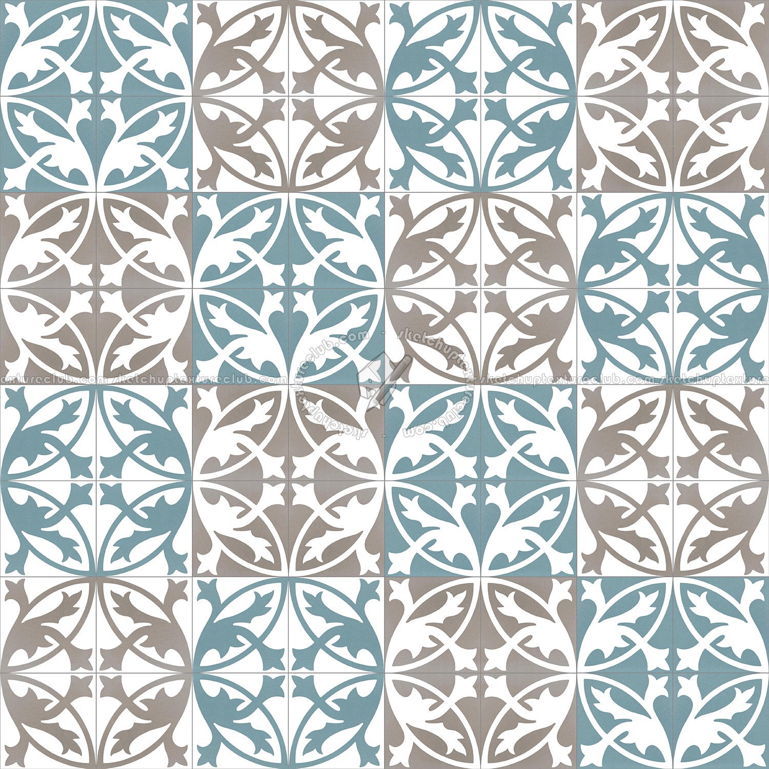 Textures - ARCHITECTURE - TILES INTERIOR - Cement - Encaustic - Encaustic - Traditional encaustic cement ornate tile texture seamless 13464 (seamless)