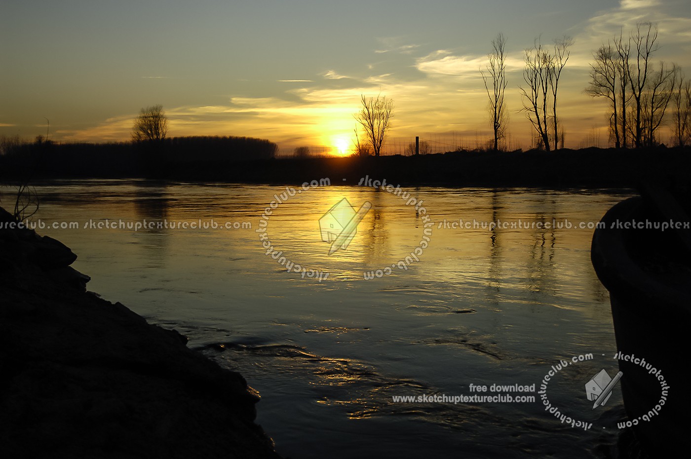 Textures   -   BACKGROUNDS &amp; LANDSCAPES   -   SUNRISES &amp; SUNSETS  - Sunset on river background 17722
