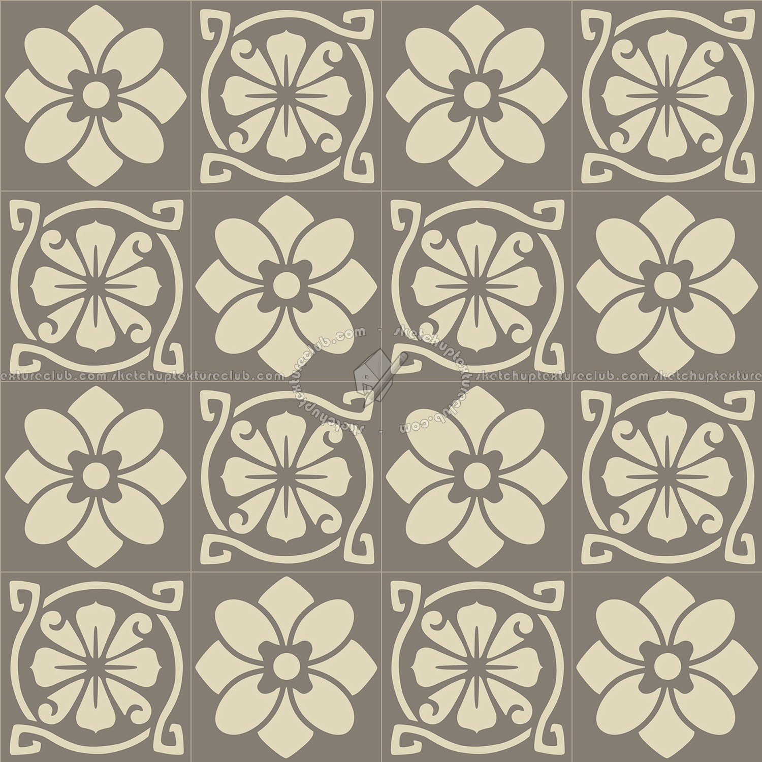 Textures - ARCHITECTURE - TILES INTERIOR - Cement - Encaustic - Victorian - Victorian cement floor tile texture seamless 13688 (seamless)