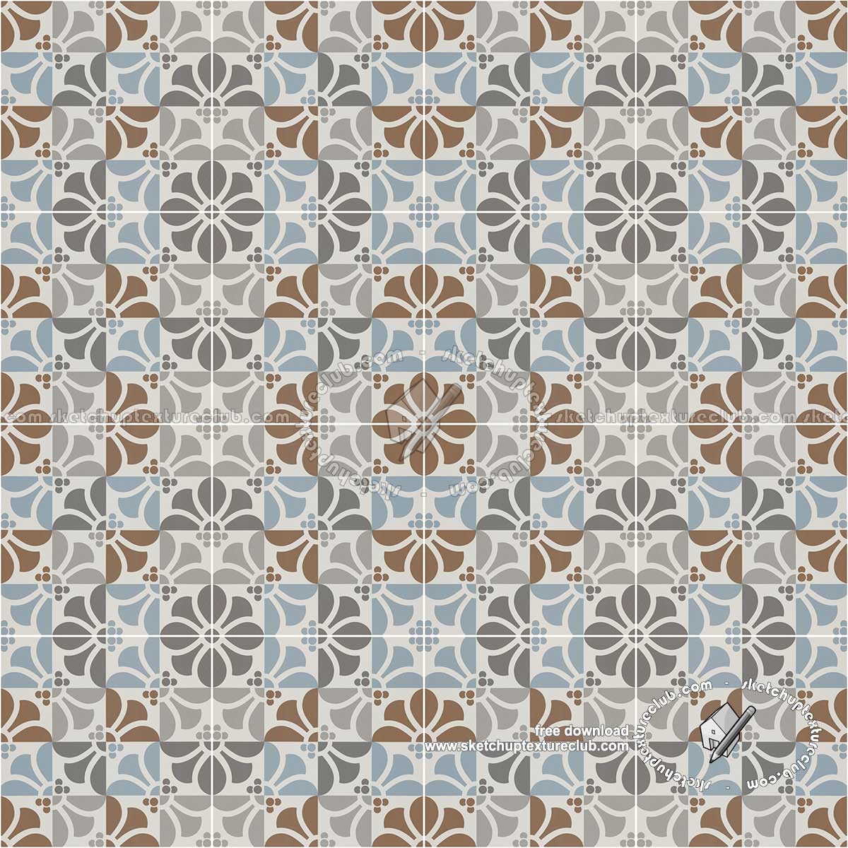 Textures - ARCHITECTURE - TILES INTERIOR - Ornate tiles - Mixed patterns - Ceramic ornate tile texture seamless 20265 (seamless)