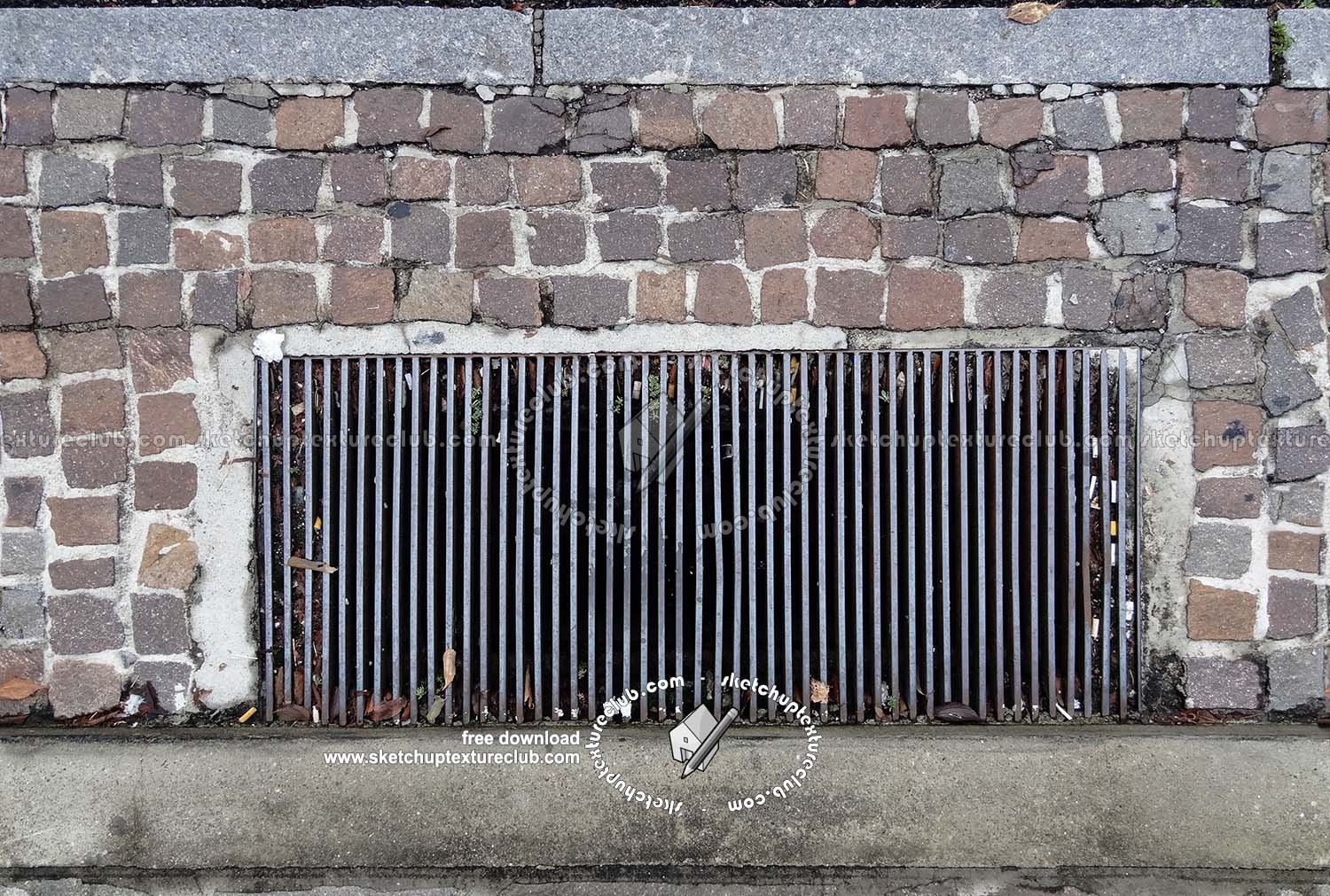Textures   -   ARCHITECTURE   -   ROADS   -   Street elements  - Metal manhole with sidewalk texture seamless 20444 (seamless)