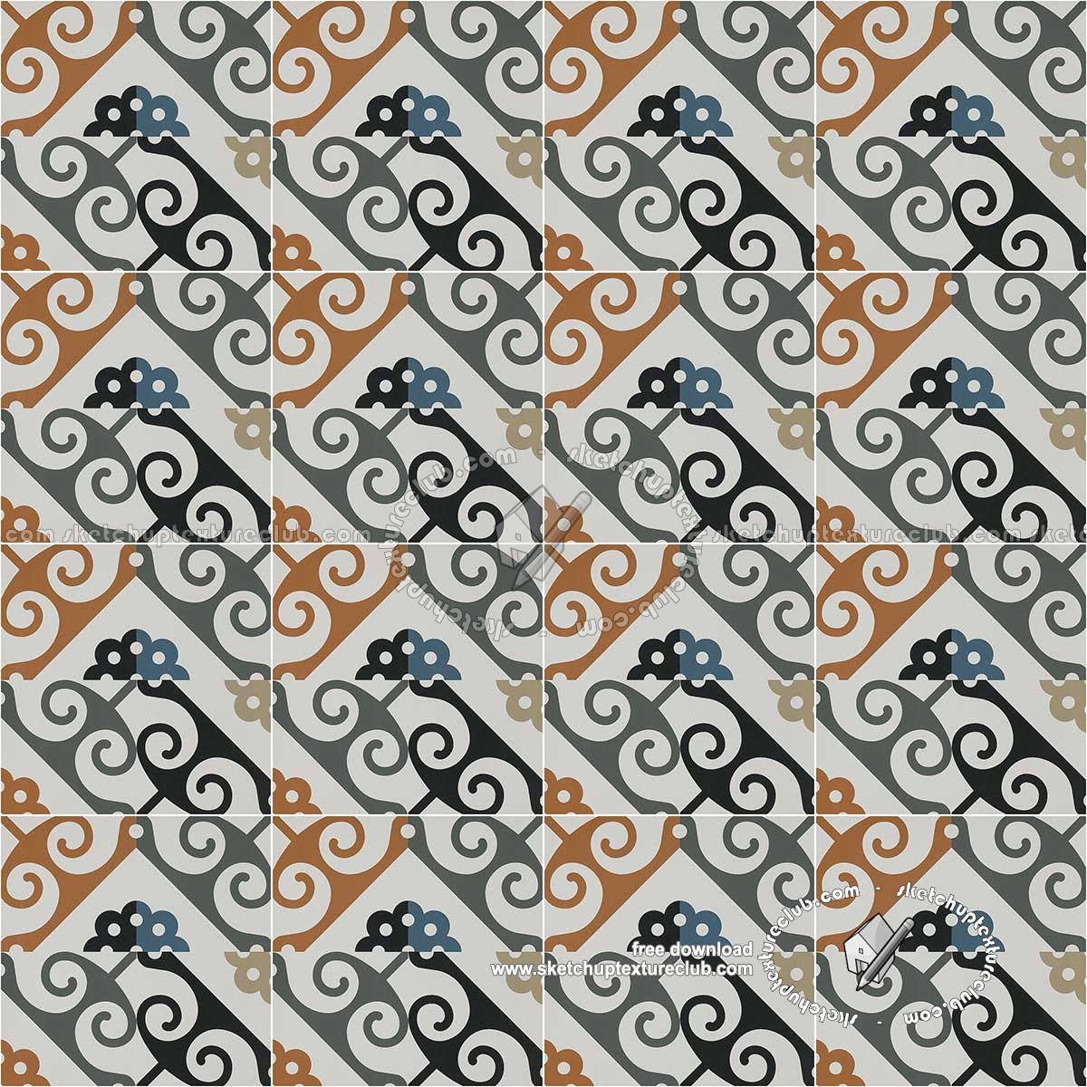 Textures   -   ARCHITECTURE   -   TILES INTERIOR   -   Ornate tiles   -   Mixed patterns  - Ceramic ornate tile texture seamless 20268 (seamless)