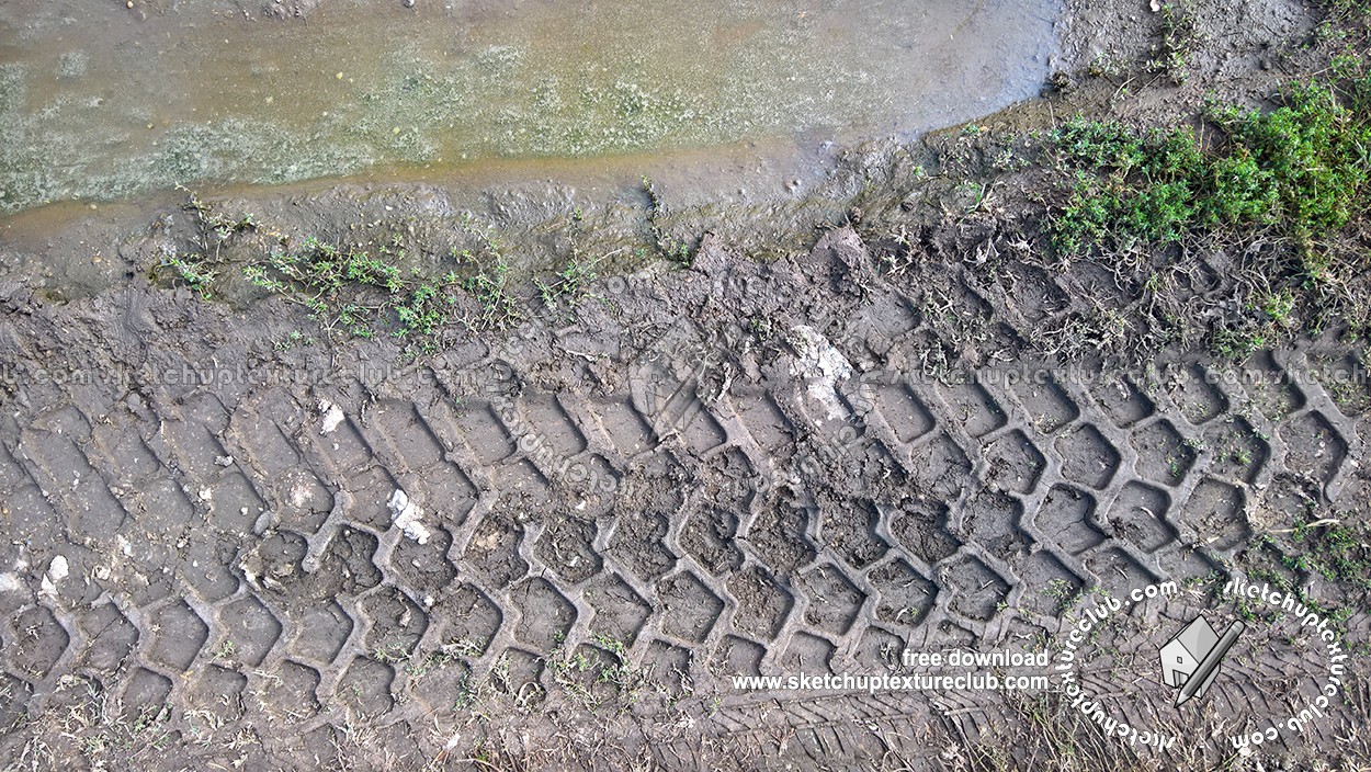 Textures   -   NATURE ELEMENTS   -   SOIL   -   Mud  - Muddy ground with tire marks texture 17904