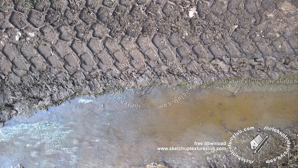 Textures   -   NATURE ELEMENTS   -   SOIL   -   Mud  - Muddy ground with tire marks texture 17905