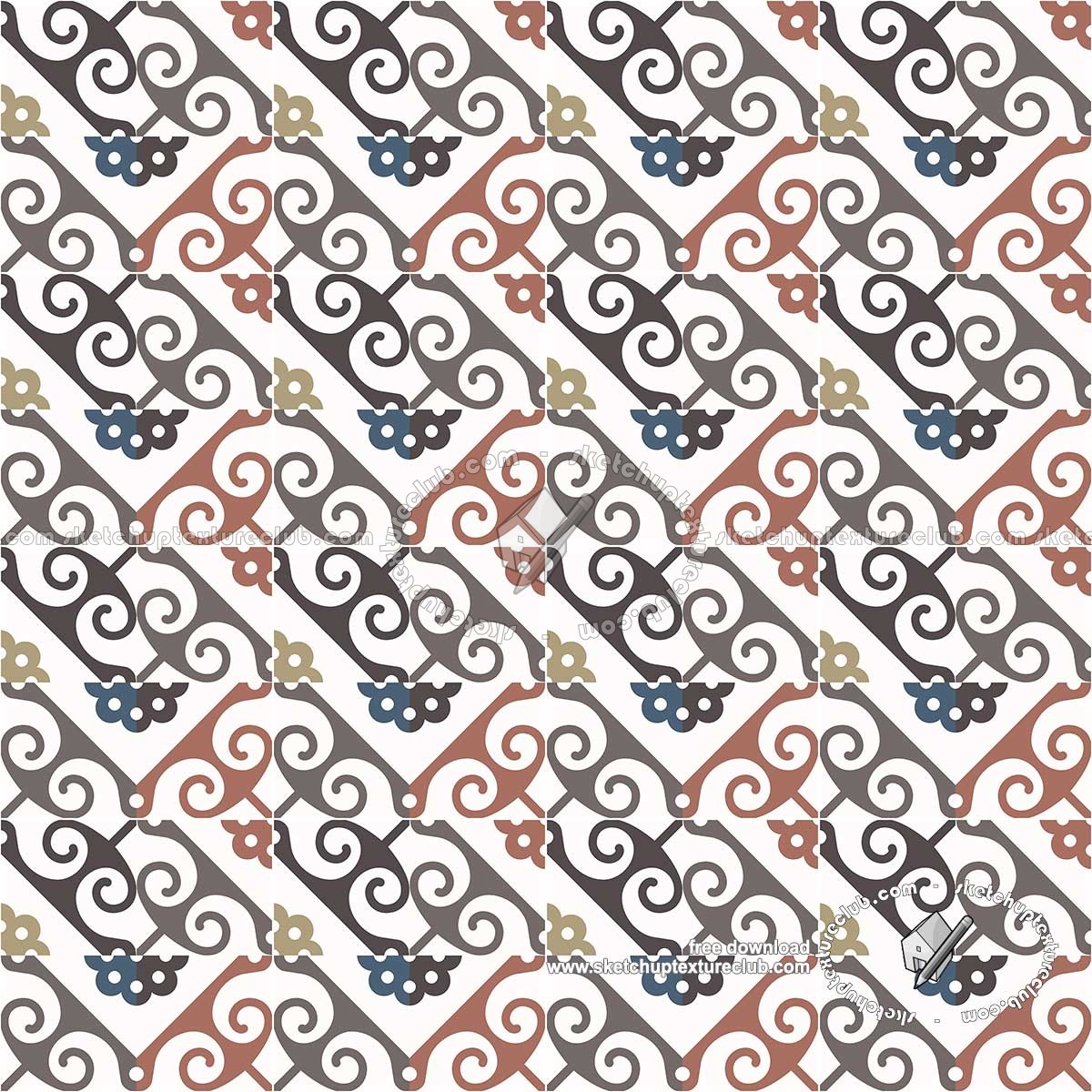 Textures - ARCHITECTURE - TILES INTERIOR - Ornate tiles - Mixed patterns - Ceramic ornate tile texture seamless 20271 (seamless)