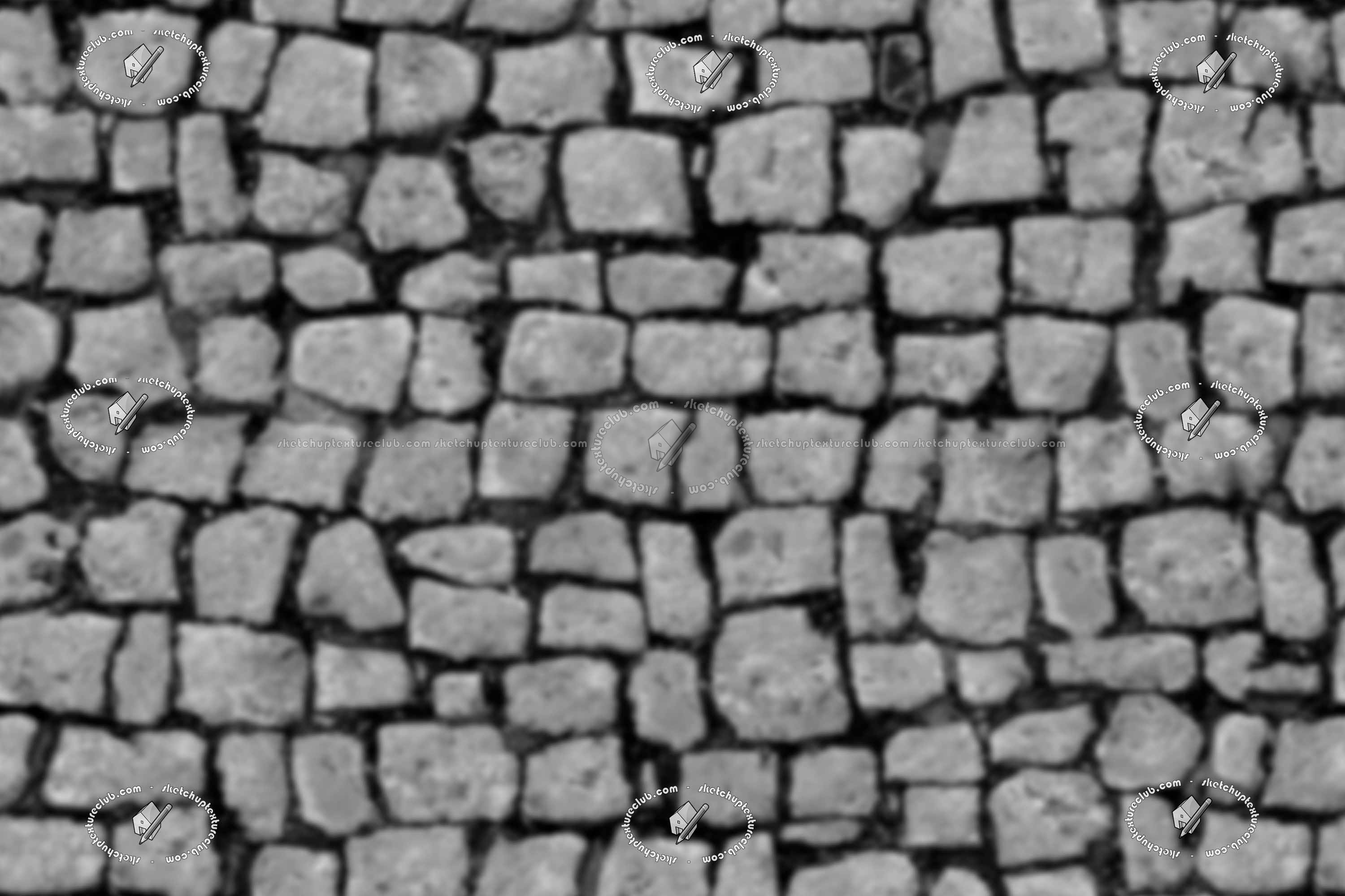 Textures   -   ARCHITECTURE   -   ROADS   -   Paving streets   -   Damaged cobble  - Damaged cobblestone texture seamless 21235 - Displacement