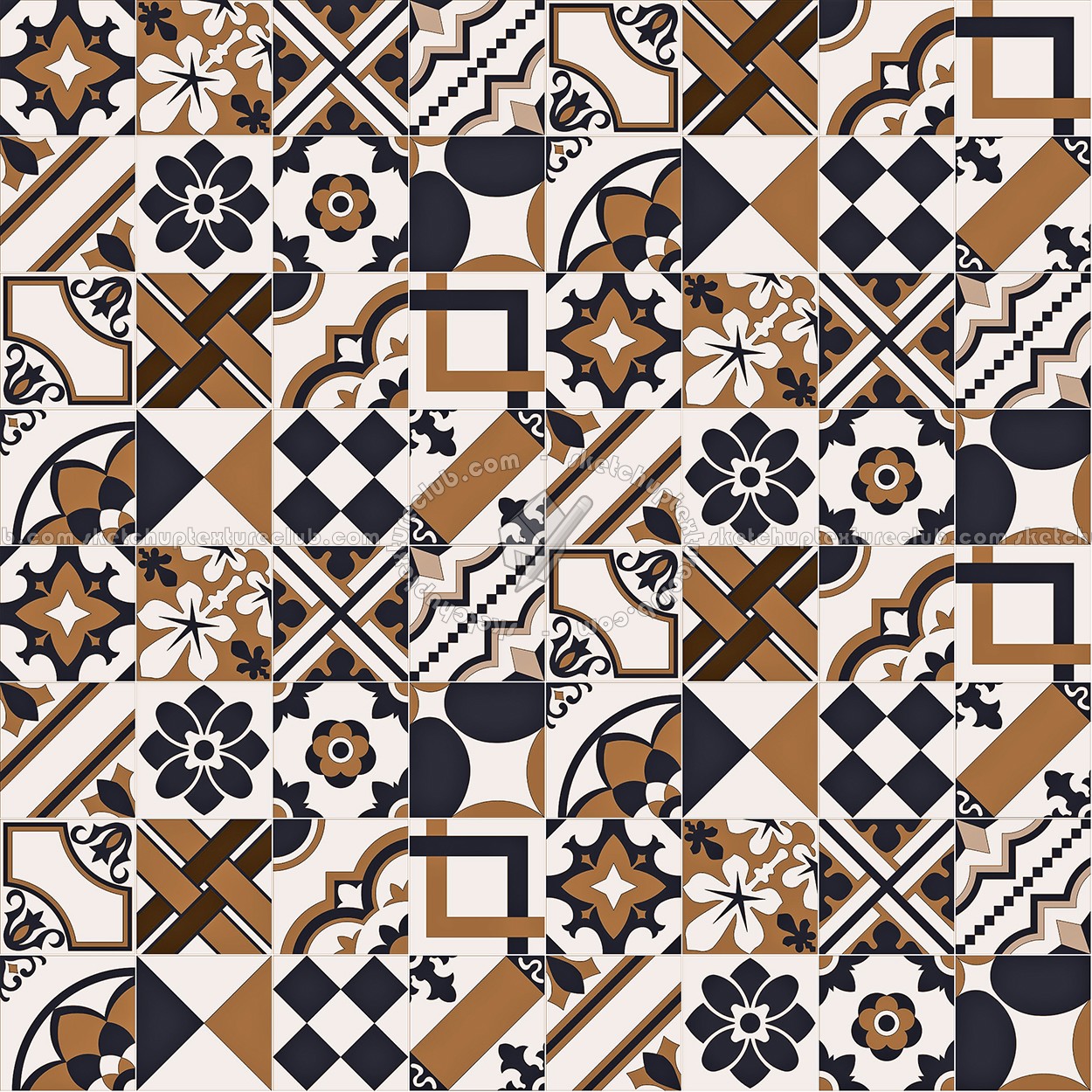 Textures   -   ARCHITECTURE   -   TILES INTERIOR   -   Ornate tiles   -   Patchwork  - Patchwork tile texture seamless 16815 (seamless)