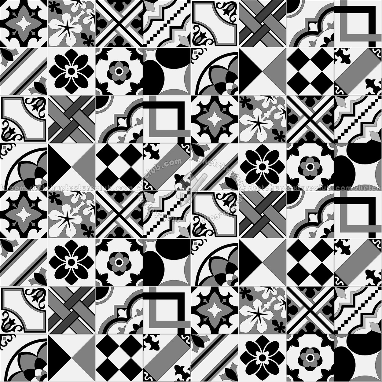 Textures   -   ARCHITECTURE   -   TILES INTERIOR   -   Ornate tiles   -   Patchwork  - Patchwork tile texture seamless 16816 (seamless)