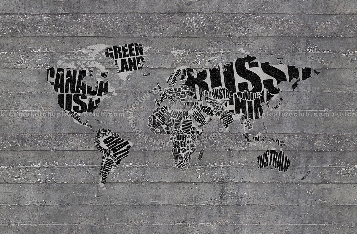 Textures   -   ARCHITECTURE   -   DECORATIVE PANELS   -   World maps   -   Various maps  - Concrete mural map interior decoration 03208