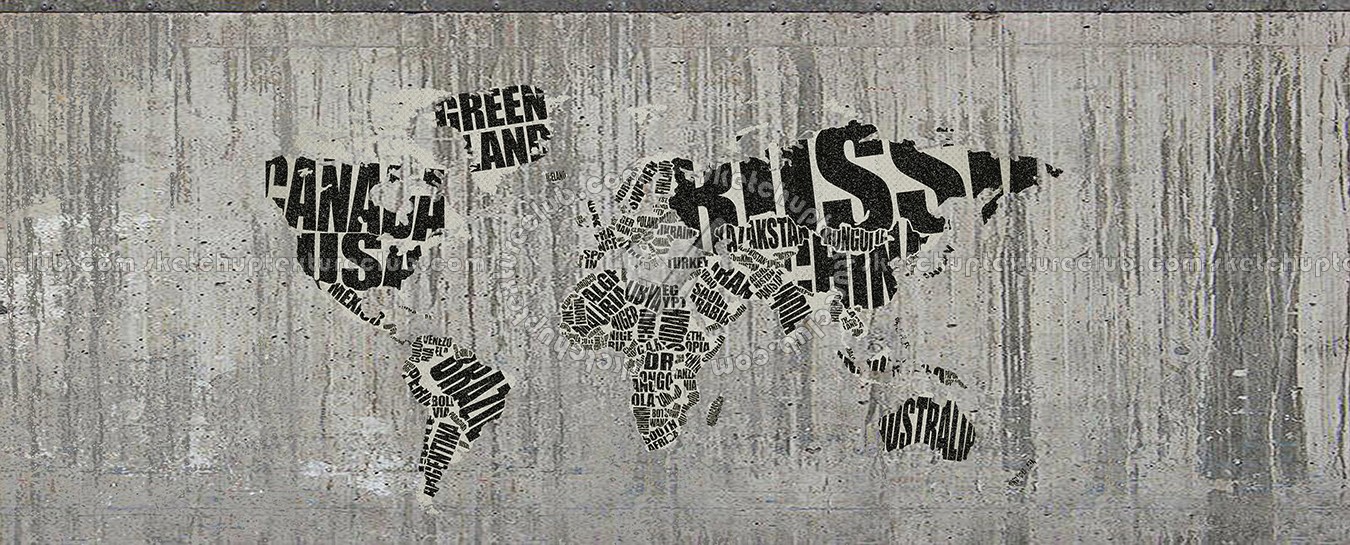 Textures - ARCHITECTURE - DECORATIVE PANELS - World maps - Various maps - Concrete mural map interior decoration 03209