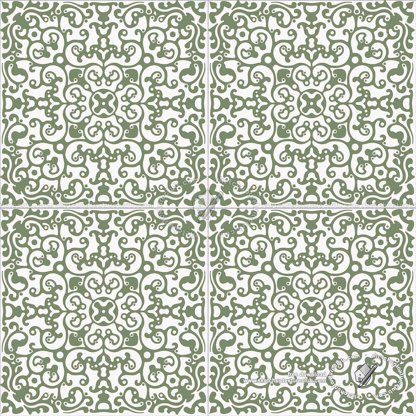 Textures - ARCHITECTURE - TILES INTERIOR - Ornate tiles - Mixed patterns - Ceramic ornate tile texture seamless 20278 (seamless)