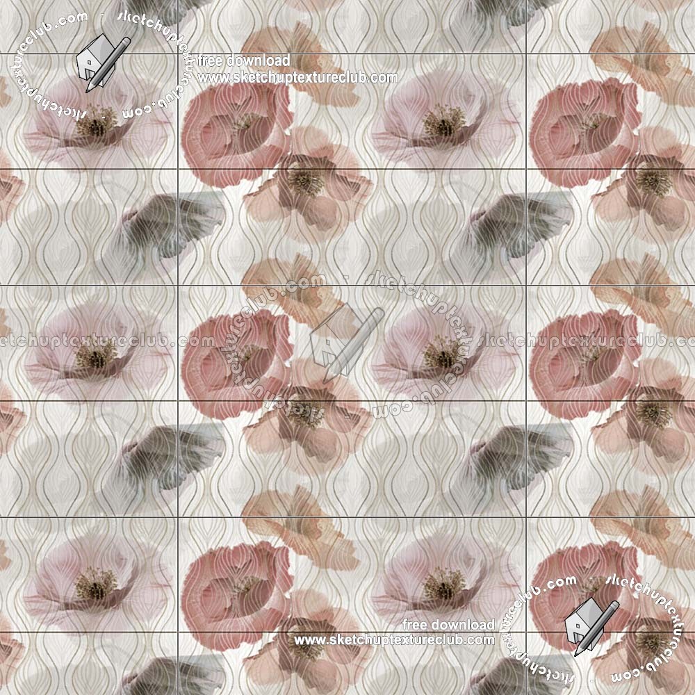 Textures - ARCHITECTURE - TILES INTERIOR - Ornate tiles - Floral tiles - Ceramic floral tiles texture seamless 19213 (seamless)