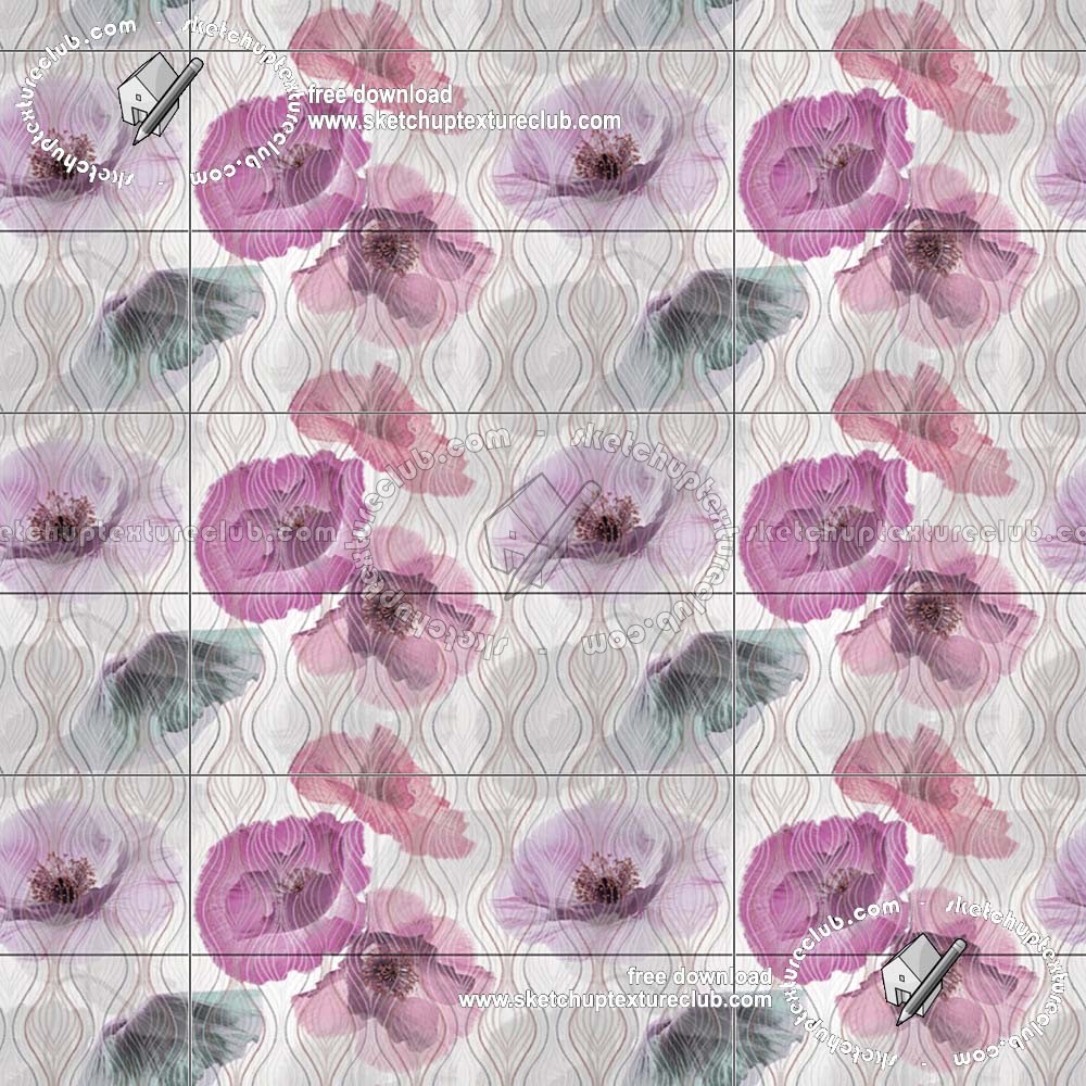 Textures - ARCHITECTURE - TILES INTERIOR - Ornate tiles - Floral tiles - Ceramic floral tiles texture seamless 19214 (seamless)