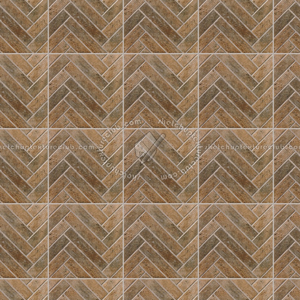 Textures - ARCHITECTURE - PAVING OUTDOOR - Terracotta - Herringbone - Cotto paving herringbone outdoor texture seamless 06778 (seamless)