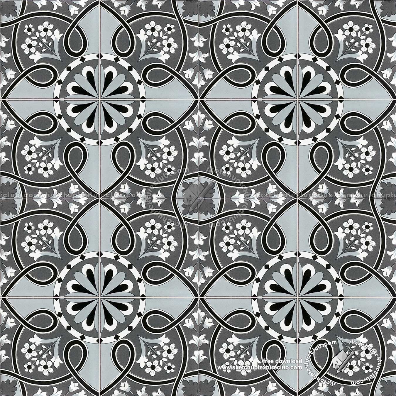 Textures - ARCHITECTURE - TILES INTERIOR - Ornate tiles - Mixed patterns - Ceramic ornate tile texture seamless 20283 (seamless)