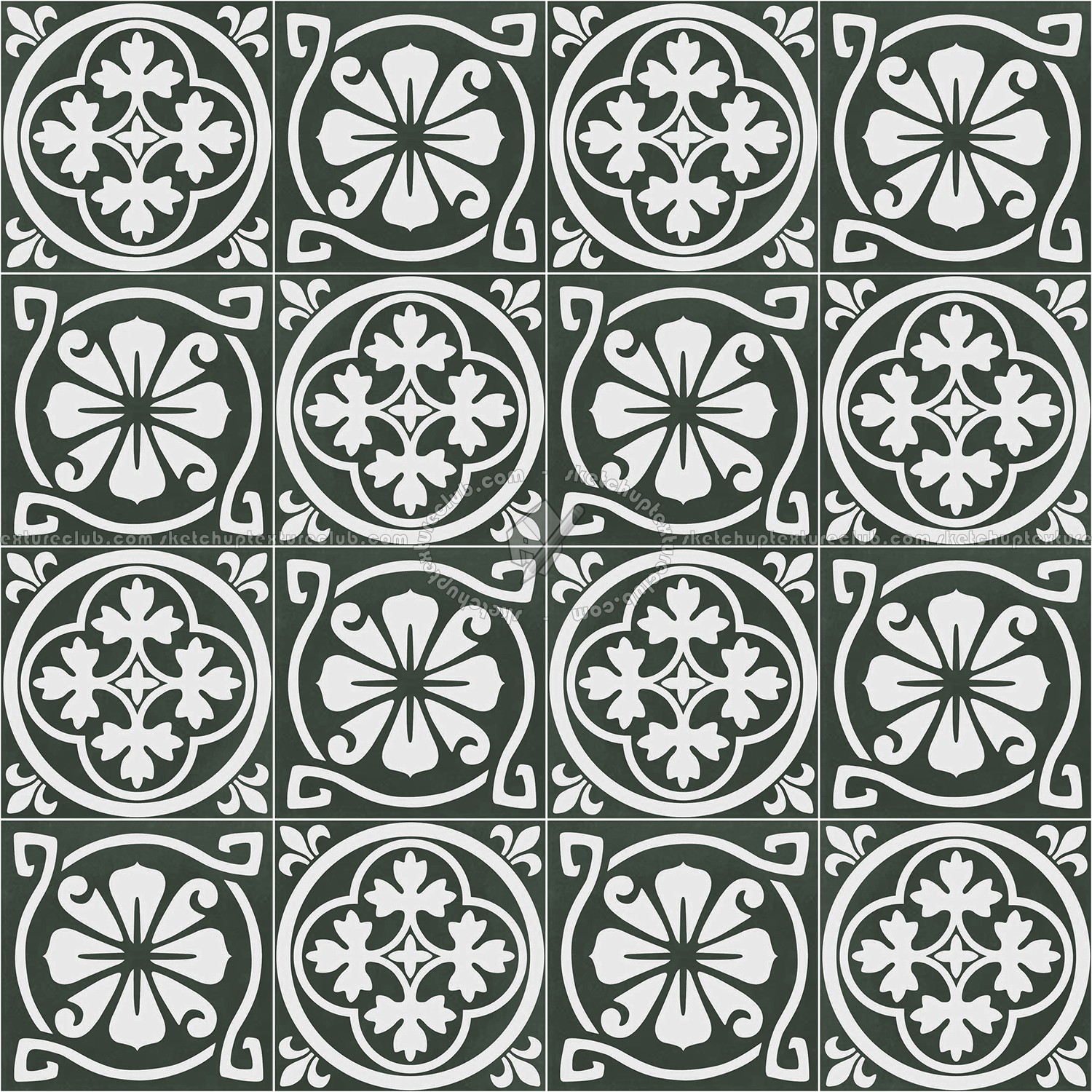 Textures - ARCHITECTURE - TILES INTERIOR - Cement - Encaustic - Victorian - Victorian cement floor tile texture seamless 13709 (seamless)