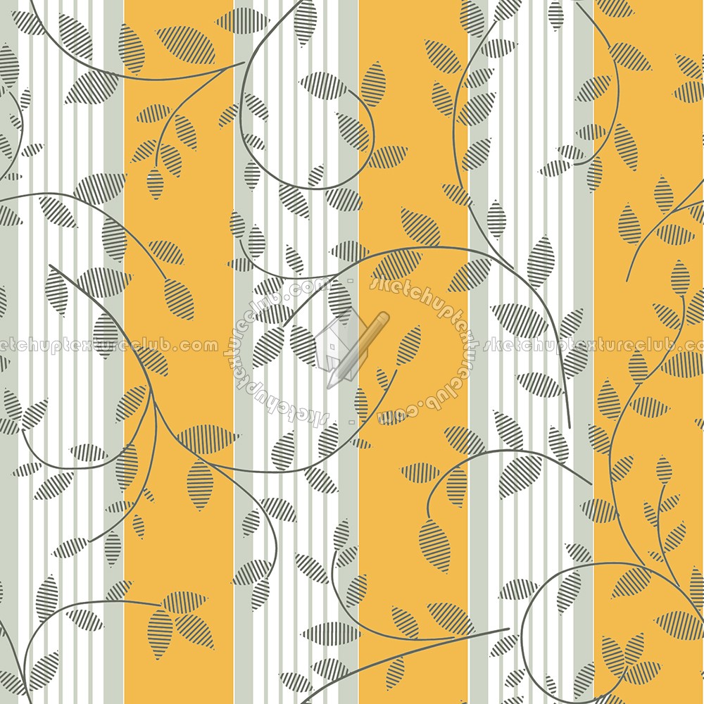 Textures - MATERIALS - WALLPAPER - Striped - Yellow - Green leaves yellow striped wallpaper texture seamless 12013 (seamless)