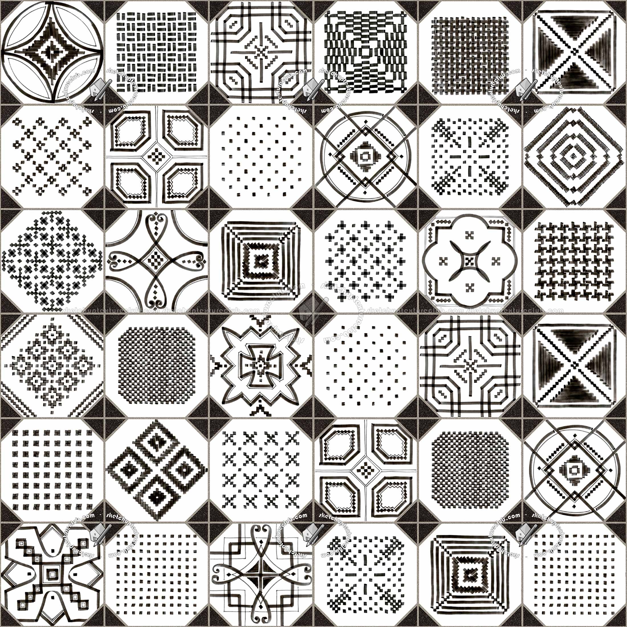 Textures   -   ARCHITECTURE   -   TILES INTERIOR   -   Ornate tiles   -   Patchwork  - Ceramic patchwork tile texture seamless 21252 (seamless)