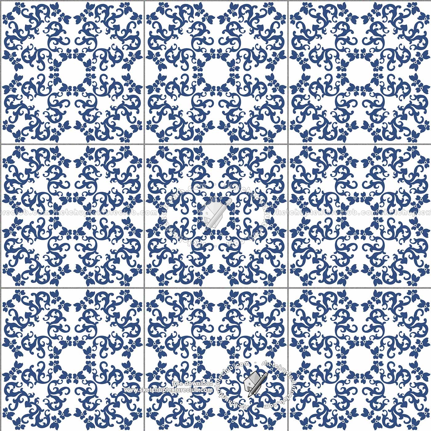 Textures - ARCHITECTURE - TILES INTERIOR - Ornate tiles - Mixed patterns - Ceramic ornate tile texture seamless 20315 (seamless)