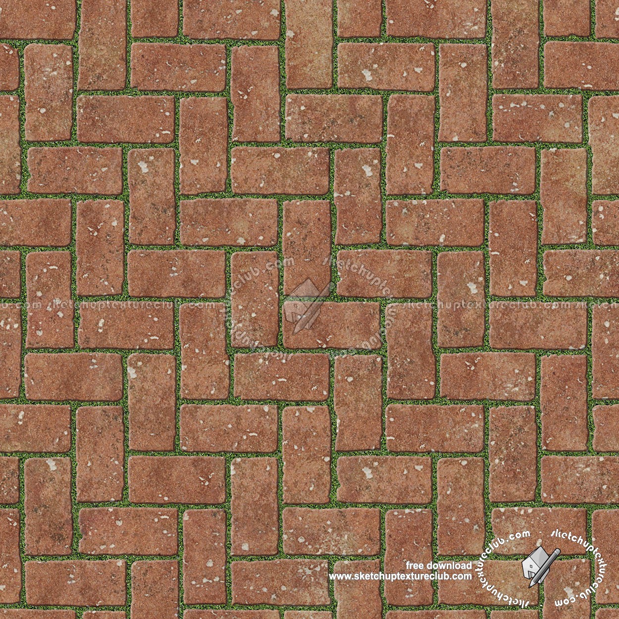 Textures - ARCHITECTURE - PAVING OUTDOOR - Parks Paving - Damaged terracotta park paving texture seamless 18819 (seamless)