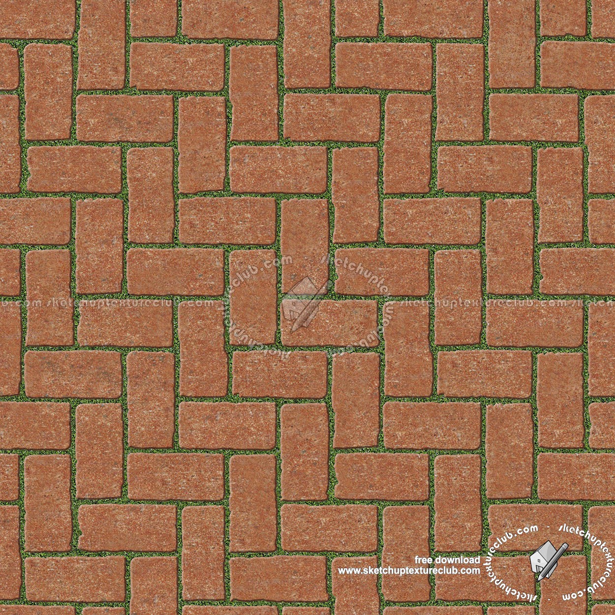 Textures   -   ARCHITECTURE   -   PAVING OUTDOOR   -   Parks Paving  - Terracotta park paving texture seamless 18820 (seamless)