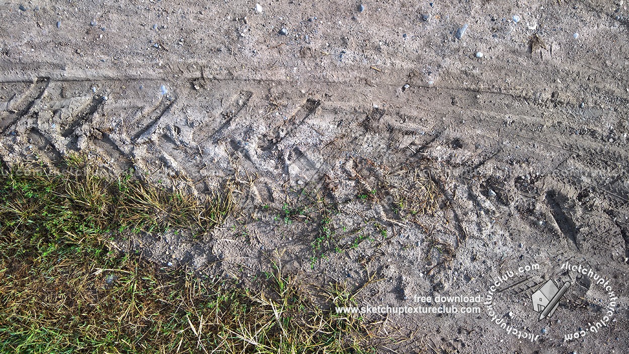 Textures - NATURE ELEMENTS - SOIL - Ground - Dried ground with tire marks texture 17910