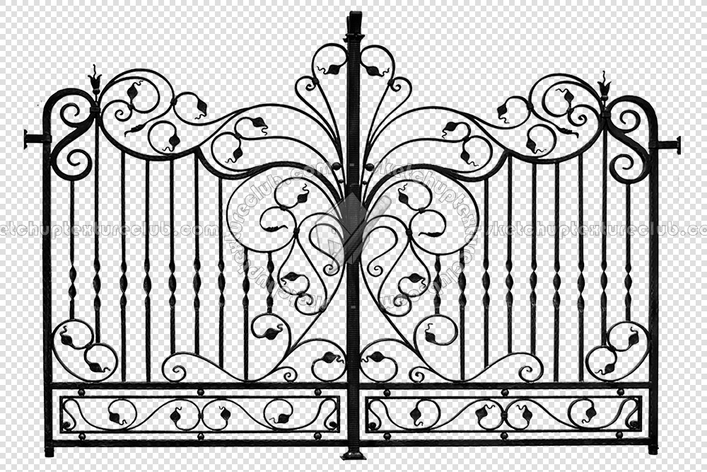Textures - ARCHITECTURE - BUILDINGS - Gates - Cut out metal black entrance gate texture 18635