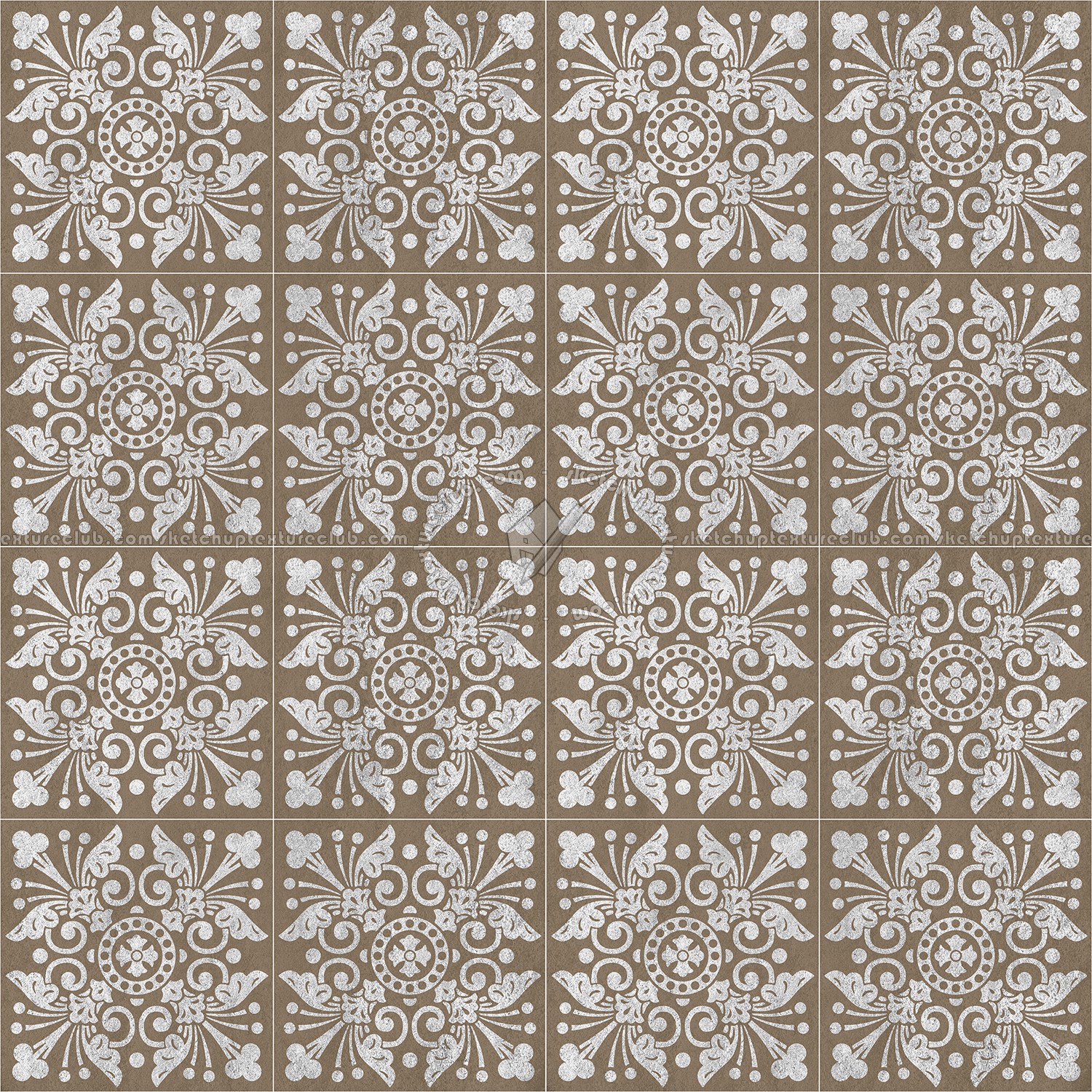 Textures - ARCHITECTURE - TILES INTERIOR - Cement - Encaustic - Victorian - Victorian cement floor tile texture seamless 13723 (seamless)