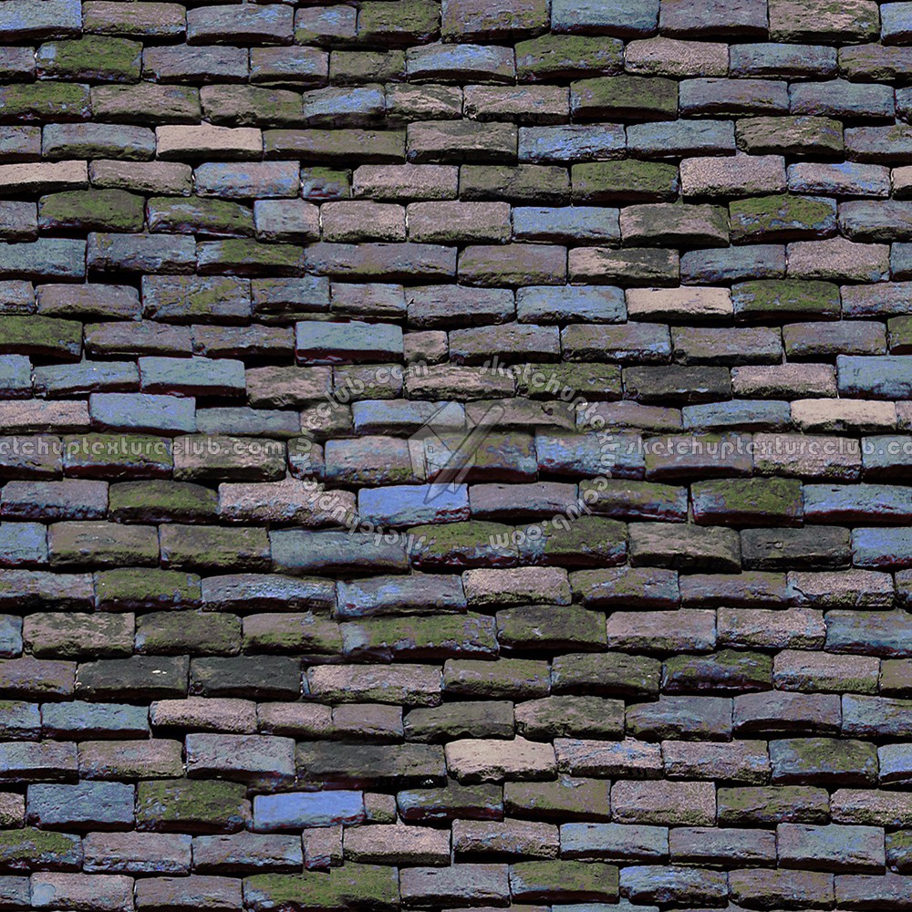 Textures - ARCHITECTURE - ROOFINGS - Flat roofs - Old flat clay roof tiles texture seamless 03588 (seamless)