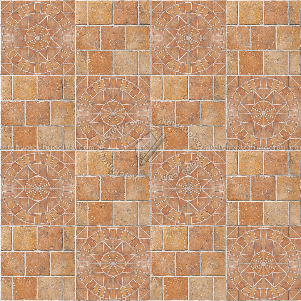 Textures   -   ARCHITECTURE   -   PAVING OUTDOOR   -   Terracotta   -   Blocks mixed  - Paving cotto rose window texture seamless 06637 (seamless)