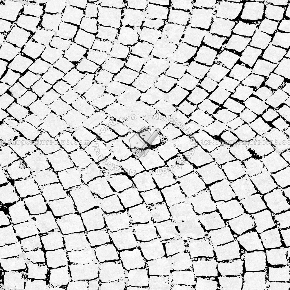 Textures   -   ARCHITECTURE   -   ROADS   -   Paving streets   -   Cobblestone  - Street paving cobblestone texture seamless 07404 - Displacement