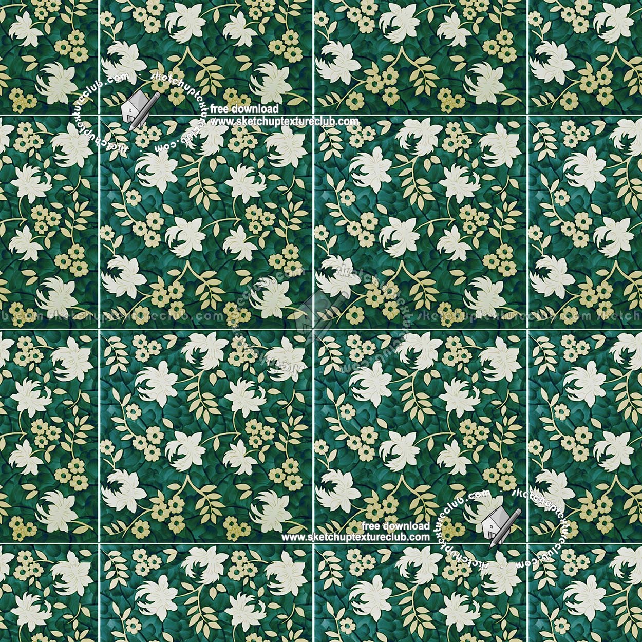 Textures   -   ARCHITECTURE   -   TILES INTERIOR   -   Ornate tiles   -   Floral tiles  - Ceramic floral tiles texture seamless 19234 (seamless)