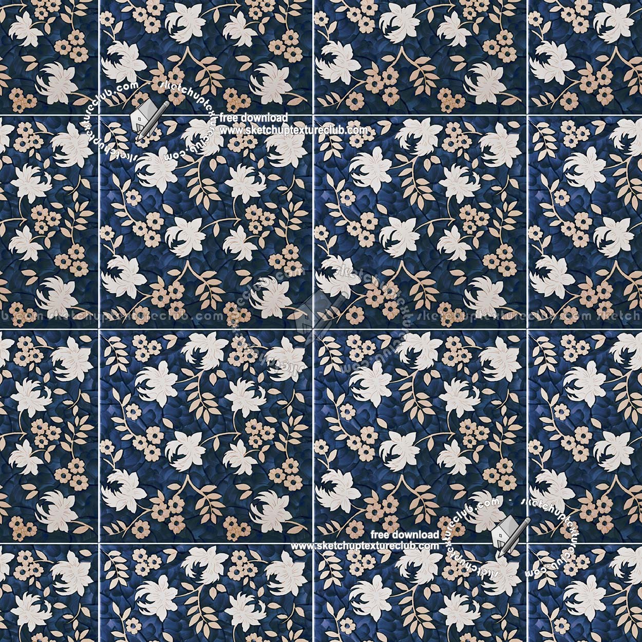 Textures   -   ARCHITECTURE   -   TILES INTERIOR   -   Ornate tiles   -   Floral tiles  - Ceramic floral tiles texture seamless 19235 (seamless)