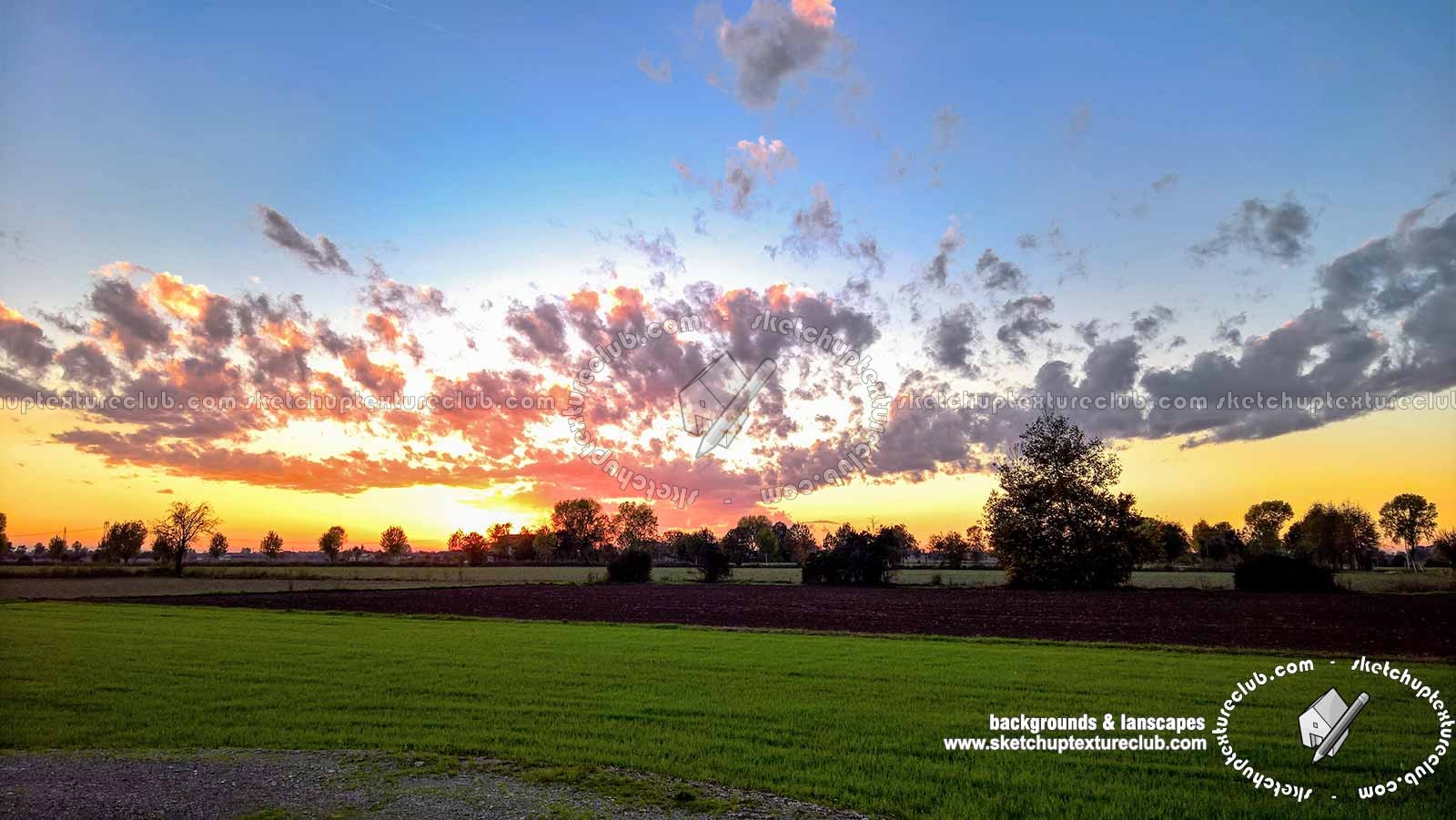 Textures   -   BACKGROUNDS & LANDSCAPES   -   SUNRISES & SUNSETS  - Autumn sunset with countryside background 21017