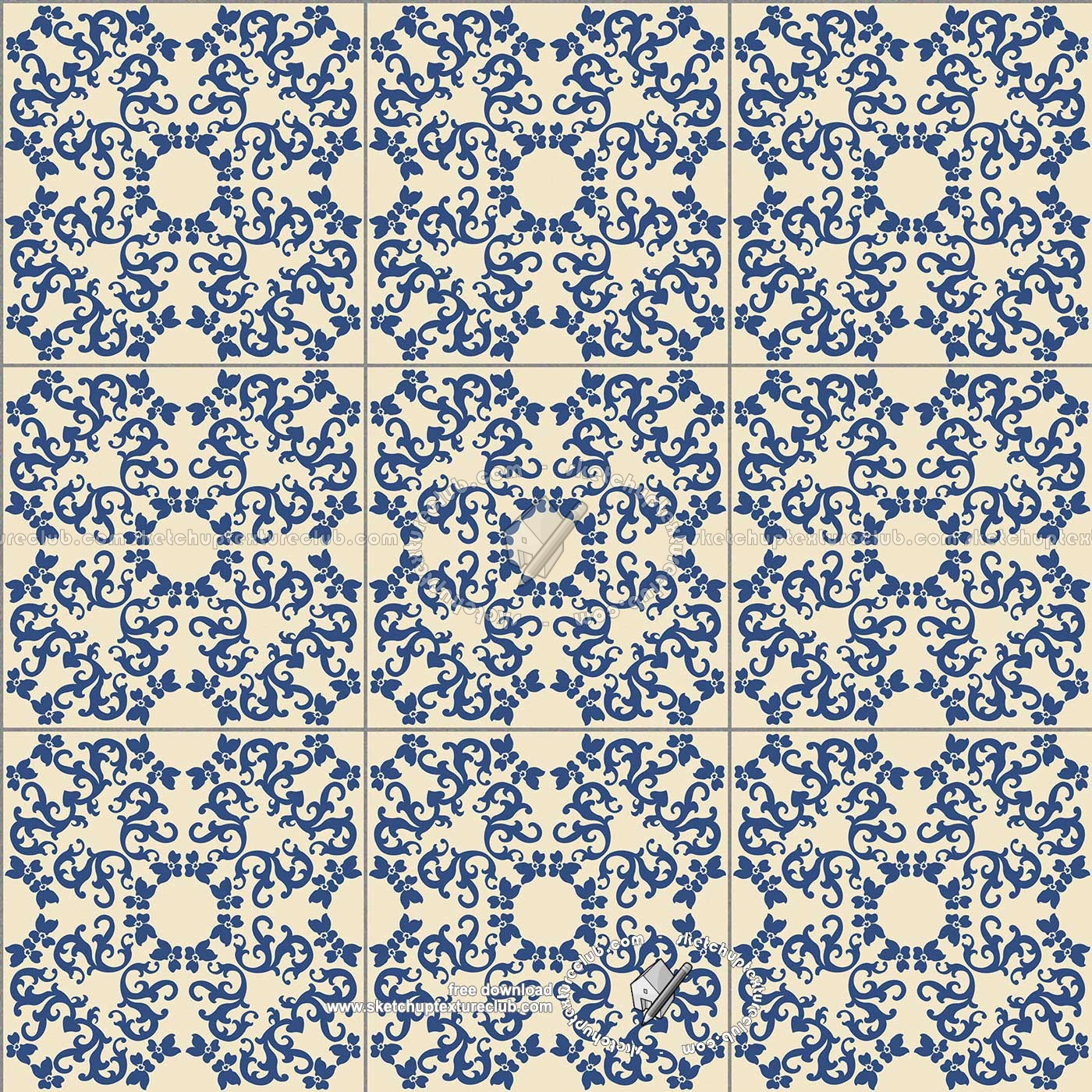 Textures - ARCHITECTURE - TILES INTERIOR - Ornate tiles - Mixed patterns - Ceramic ornate tile texture seamless 20326 (seamless)