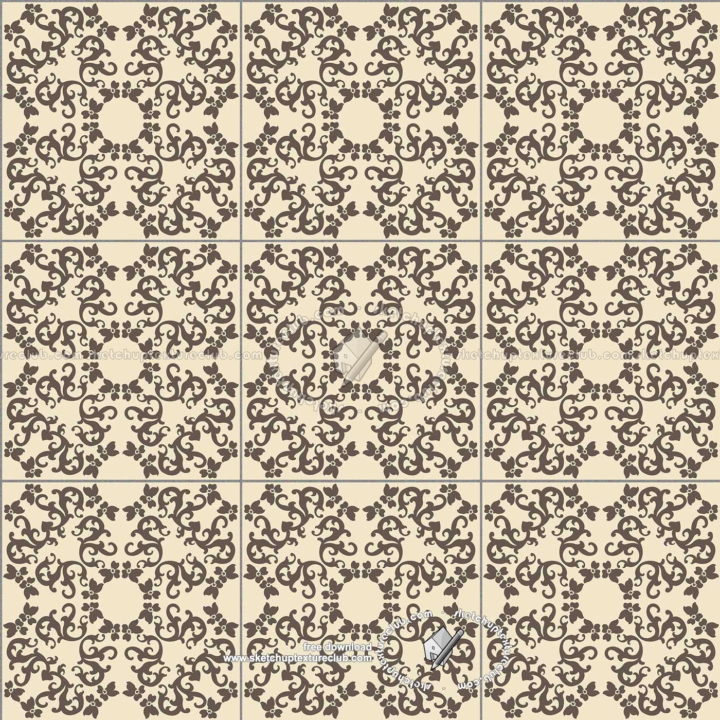 Textures - ARCHITECTURE - TILES INTERIOR - Ornate tiles - Mixed patterns - Ceramic ornate tile texture seamless 20328 (seamless)