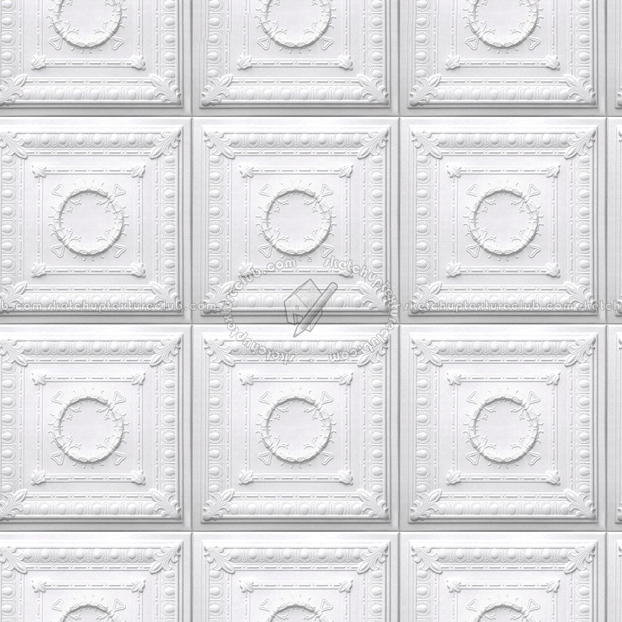 Textures - ARCHITECTURE - DECORATIVE PANELS - 3D Wall panels - White panels - White interior ceiling tiles panel texture seamless 03011 (seamless)