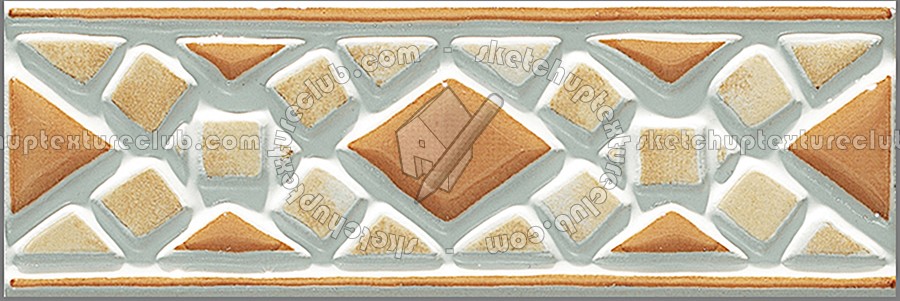 Textures   -   ARCHITECTURE   -   TILES INTERIOR   -   Mosaico   -   Mixed format  - Border hand painted mosaic tile texture seamless 15626 (seamless)