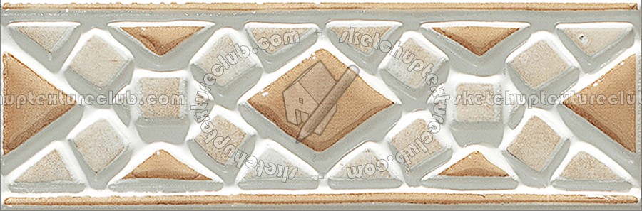 Textures   -   ARCHITECTURE   -   TILES INTERIOR   -   Mosaico   -   Mixed format  - Border hand painted mosaic tile texture seamless 15629 (seamless)